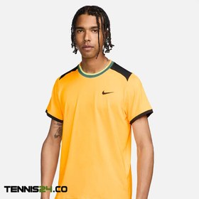 تصویر تی شرت تنیس مردانه نایک NikeCourt Dri-FIT Advantage- زرد/مشکی 