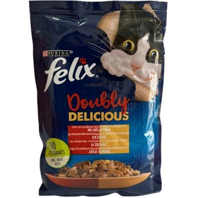 تصویر پوچ گربه فلیکس پورینا فرانسه طعم گوشت گوساله و مرغ در ژله 85 گرم Felix Purina Beef & Chicken 85g