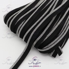 تصویر نوار مغزی نگین دار مشکی لبه نقره ای 