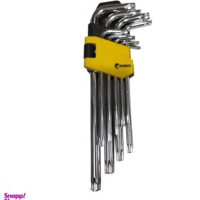 تصویر آچار آلن ستاره ای رینو مدل LONG ARMTORX KEY SET-YP-RIHNO-4125 مجموعه 9 عددی 