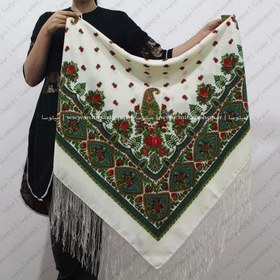 تصویر روسری سفید ترکمن طرح تاتار 