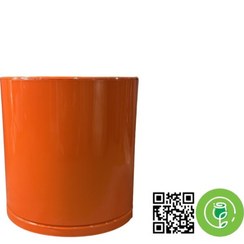 تصویر گلدان فلزی مدل استوانه چرخ دار رنگ نارنجی قطر دهانه 40 ارتفاع 50 