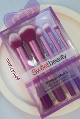 تصویر ست براش ۵ تکه سوییت بیوتی مدل رنگی با کیفیت بالا - بنفش Sweet Beauty 5-Piece Makeup Brush Set in Multi Colors High Quality