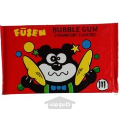 تصویر آدامس بادکنکی فوزن خرسی با طعم توت فرنگی بسته 5 عددی FUSEN مدل Strawberry Fusen big bear chewing gum with blueberry and strawberry flavor 5 pieces