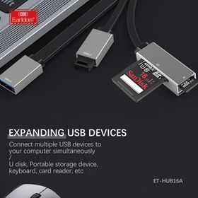 تصویر هاب و رم ریدر Earldom HUB16A USB3.0/USB2.0/SD/TF 4Port Earldom HUB16A USB3.0/USB2.0/SD/TF 4Port HUB