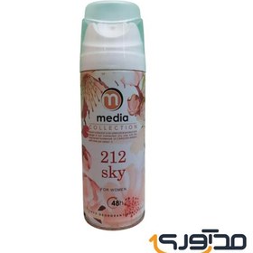 تصویر اسپری بدن زنانه طرح جدید مدل 212 Sky حجم 200میل مدیا Media Body Spray 212 Sky For Women 200ml