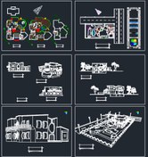 تصویر فایل اتوکد ویلا مدرن دو طبقه به سبک مدرن سه اتاق خواب با استخر و جکوزی ابعاد 21.51 در 24 