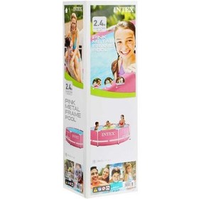 تصویر استخر فریمی صورتی اینتکس کد 28290 قطر 2.44 متری Rectangular Frame Pool Intex 28290