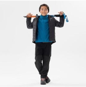 تصویر ژاکت پفی هیبریدی فضای باز کودکان سن 7 15 مشکی دکتلون Decathlon 