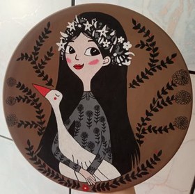 تصویر دیوار کوب دختر و قو 