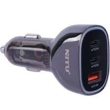 تصویر شارژر فندکی 68W فست و PD سه پورت نیتو مدل NDC37 با کابل تایپ سی به تایپ سی Nitu NDC37 68W Fast and PD 3 Ports with Type-C to Type-C Cable Car Charger