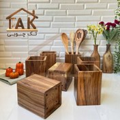 تصویر جا قاشقی ایستاده چوبی مربع 