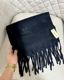 تصویر شال موهر ریشه فیتیله ای تک رنگ مشکی 