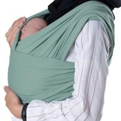 تصویر آغوشی پارچه ای نوزاد فامَر بِیبی رنگ سبز سدری (شال آغوشی) 