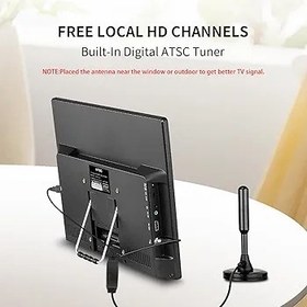 تصویر تلویزیون 14 اینچی شارژی ریموت دار فول اچ دی،گیرنده دیجیتال،دارای پورت usb,hdmi,Av, برند Zoshing( بار آمازون) ZOSHING 14inch Portable TV, Full HD IPS screen TV Built-T2-H.265 Tuner-aerial,Recharge battery and HDMI,USB slot and 12v charge cable,Suit for Europe and U