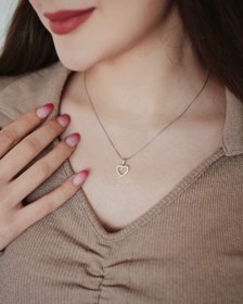 تصویر گردنبند قلب فول نگین 