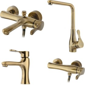 تصویر ست شیرآلات جزیره مدل یاتو کروم Jazire faucet set Yato