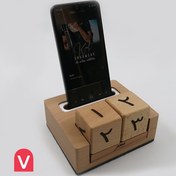 تصویر تقویم و نگهدارنده موبایل جنس چوب راش 