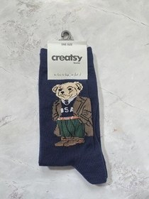 تصویر جوراب مردانه creatsy طرح خرس ساق بلند Creatsy bear pattern socks for men