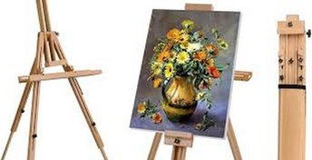 تصویر سه پایه نقاشی ایستاده چوبی تاشو با کیف برزنتی 