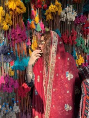 تصویر شال هندی زرشکی گلخون 