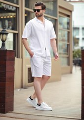 تصویر لباس و شورت مردانه بیسیک سفید 6729 | Madmext | 808475138 | اورجینال 