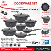 تصویر سرویس قابلمه لایف اسمایل مدل LIFEP17S-24 گرانیتی ۲۴ پارچه 