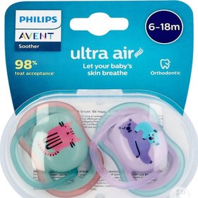 تصویر پستانک فیلیپس ultra air اونت 18- 6 ماهگی Ont Ultra Air orthodontic pacifier, double pack, 6-18 months