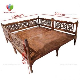 تصویر تخت سنتی چوبی 200*200 کد 258 