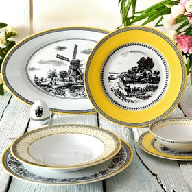 تصویر سرویس چینی زرین 12 نفره کامل ویلیج Zarin Iran Radiance Village 102 Pieces Porcelain Dinnerware Set