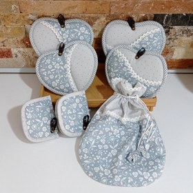 تصویر ست ۱۸تیکه طوسی گل ریز 