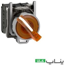 تصویر کلید سلکتوری یک طرفه فلزی ماندگار اشنایدر چراغ دار 0-1 XB4BK125M5 