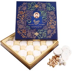 تصویر گز کرمانی آردی انگبینی ۴۰ درصد پسته ۴۵۰ گرمی گل درشت هاردباکس 