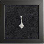 تصویر پیرسینگ نقره ناف طرح نگین اشکی 