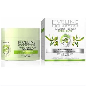 تصویر کرم اولاین آبرسان و ضدچروک هیالورونیک اسید و زیتون شب و روز Eveline Hyaluronic Acid Nature Line Anti-Wrinkle Day and Night Cream 50 ml از تشکیل چین و چروک جلوگیری می کند و فیبرهای کلاژن و الاستین را تقویت می کند آبرسانی, ترمیم کننده, ضد پیری, ضد چروک, محافظت کننده, مغذی پوست 