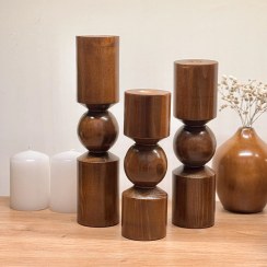 تصویر جاشمعی چوبی استوانه ست 