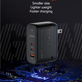 تصویر آداپتور 3 پورت 65 وات الدینیو Ldnio GaN Fast Charging Adapter Q366 