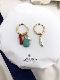 تصویر گوشواره گرد با آویز سنگی 