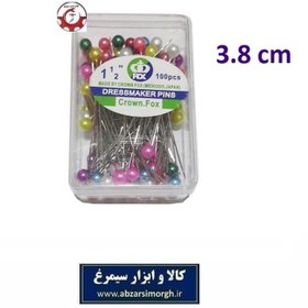 تصویر سوزن خیاطی ته مروارید رنگی Crown Fox کرون فاکس ژاپن 100 عددی HKH-042 