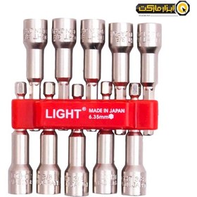 تصویر ست بکس شیروانی لایت ژاپن درایو 1/4 مگنت دار بسته 10 عددی - MN 1065 Light Magnetic Socket MN0865 MN1065 MN1265