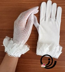 تصویر دستکش توری عروس پرنسسی سفید زنانه 