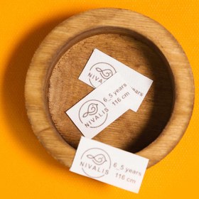 تصویر اتیکت پارچه ای - اتیکت ۴×۴ در ۶ سایز قابل سفارش است. طرح در واتساپ ارسال شود