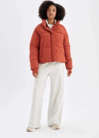 تصویر کاپشن زنانه اورجینال ترکیه مدل پاییز 2025 برند Defacto به رنگ قهوه-BN535 