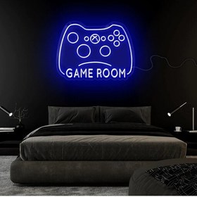 تصویر تابلو نئون طرح Game Room دسته بازی رنگ و سایز اختیاری 