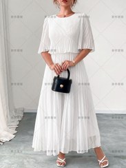 تصویر پیراهن پلیسه سایز بزرگ - دوایکس لارج / سفید 