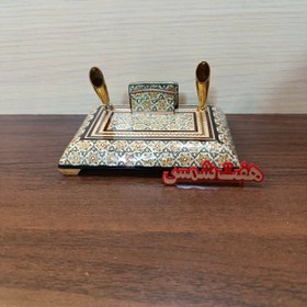 تصویر جاقلمی رومیزی خاتم‌کاری سایز 11*15 