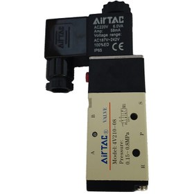 تصویر شیر برقی پنوماتیک برند ایرتک (AIRTAC) مدل 4V210-08 بوبین 24V 