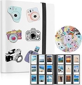 تصویر آلبوم مینی عکس Bigthree 360 ​​برای Fujifilm Instax Mini Camera ، برای Snap Polaroid ، برای Z2300 ، برای دوربین های فوری اجتماعی و برای چاپگر فوری زیپ ، با 50 برچسب رنگارنگ (سفید) BIGTHREE 360 Pockets Mini Photo Album for Fujifilm Instax Mini Camera, for Polaroid Snap, for Z2300, for SocialMatic Instant Cameras &amp; for Zip Instant Printer,with 50 Colorful Stickers (White)