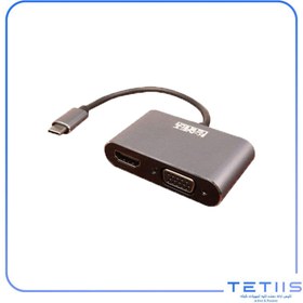 تصویر تبدیل Type-C به HDMI و VGA کی نت پلاس KP-COCM2HV02 