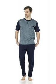 تصویر ست پیژامه آبی مردانه 3 عددی پیر کاردین جهیزیه جعبه ژاکارد 5450 Pierre Cardin 